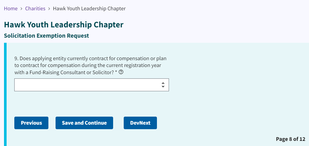 Figure 91. Dropdown for current registration year compensation information