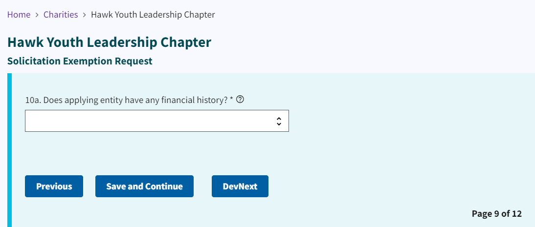 Figure 92. Financial history dropdown