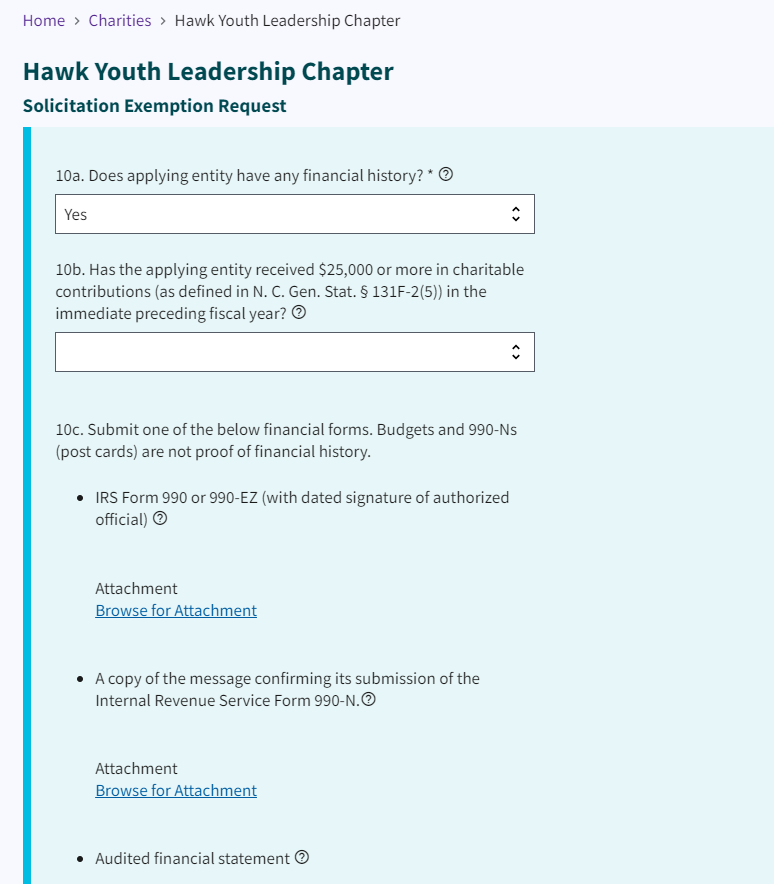 Figure 93. Financial history attachment links