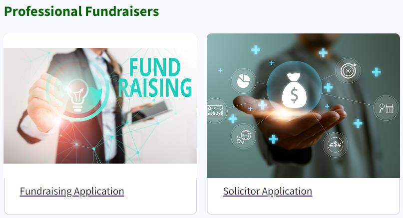 Figure 98. Professional Fundraisers section of the Online Filing page