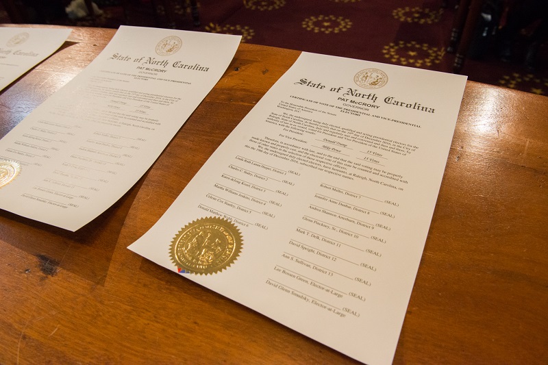 a couple of papers on a table. Containing the words: state of north carolina