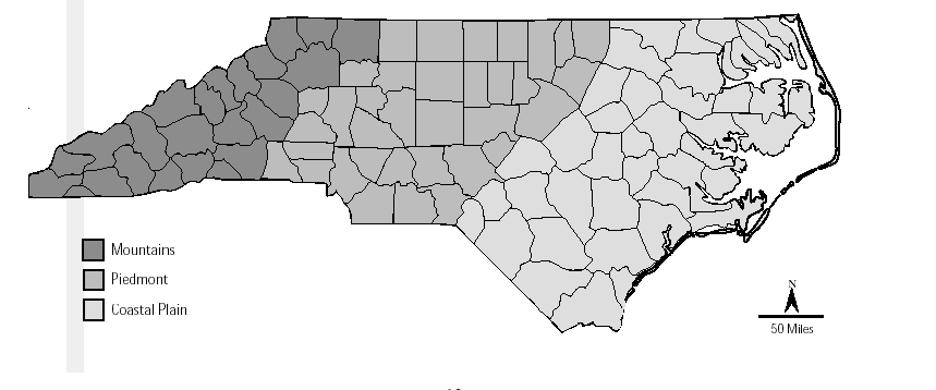 A map of the state of north carolina.