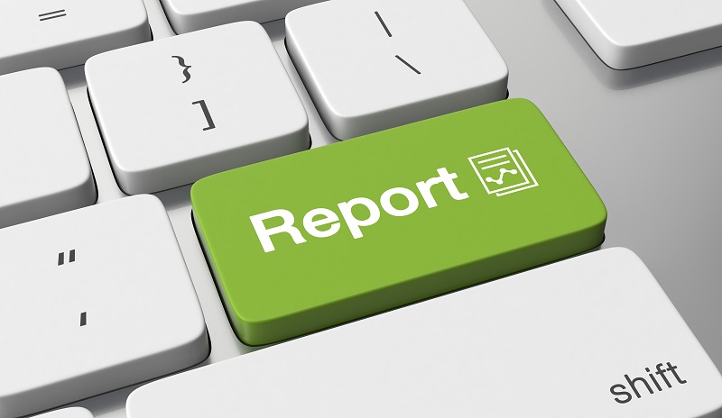 a green button on a keyboard. Containing the words: report shift