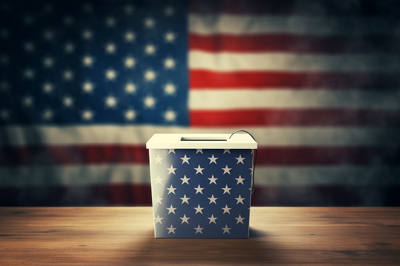 a ballot box with stars on it.