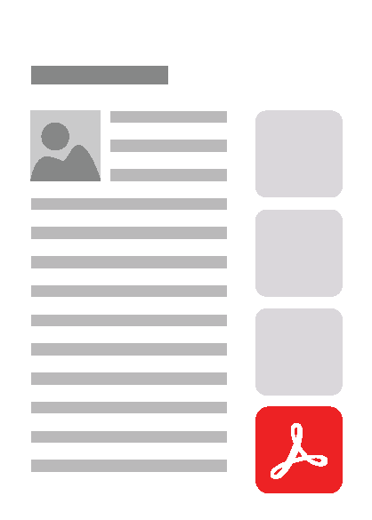 A simplified webpage layout With a pdf logo.