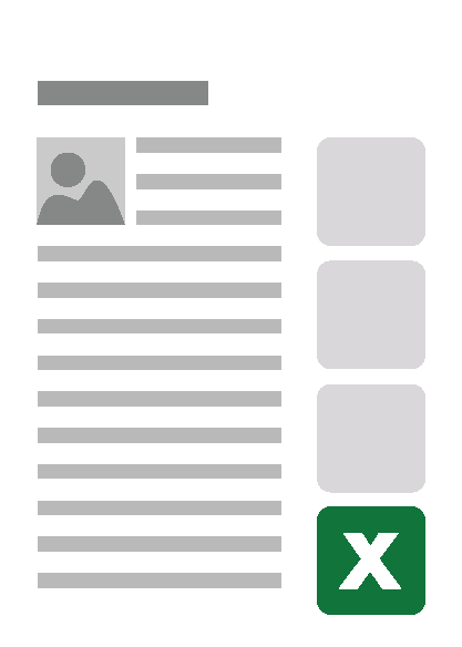 A simplified webpage layout With an excel logo.