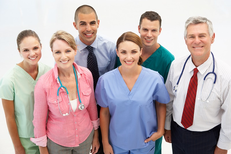 a group of people standing together.