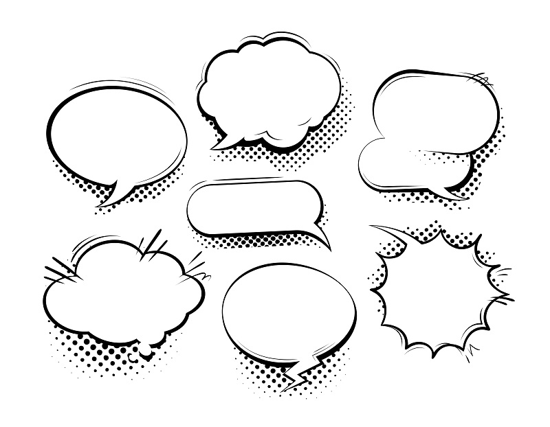 A group of white speech bubbles.