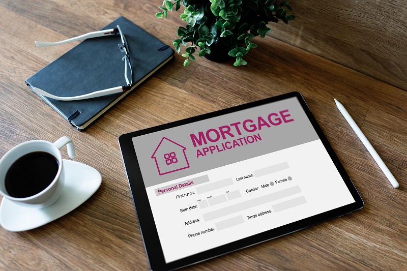 screen showing mortgage application