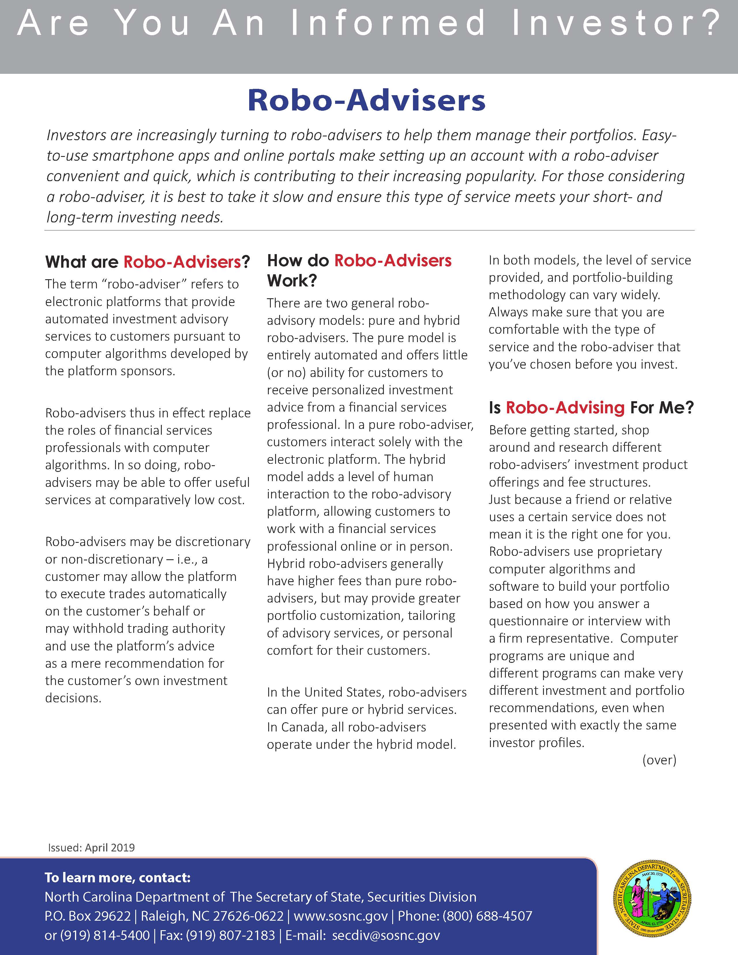 Robo-Advisers booklet