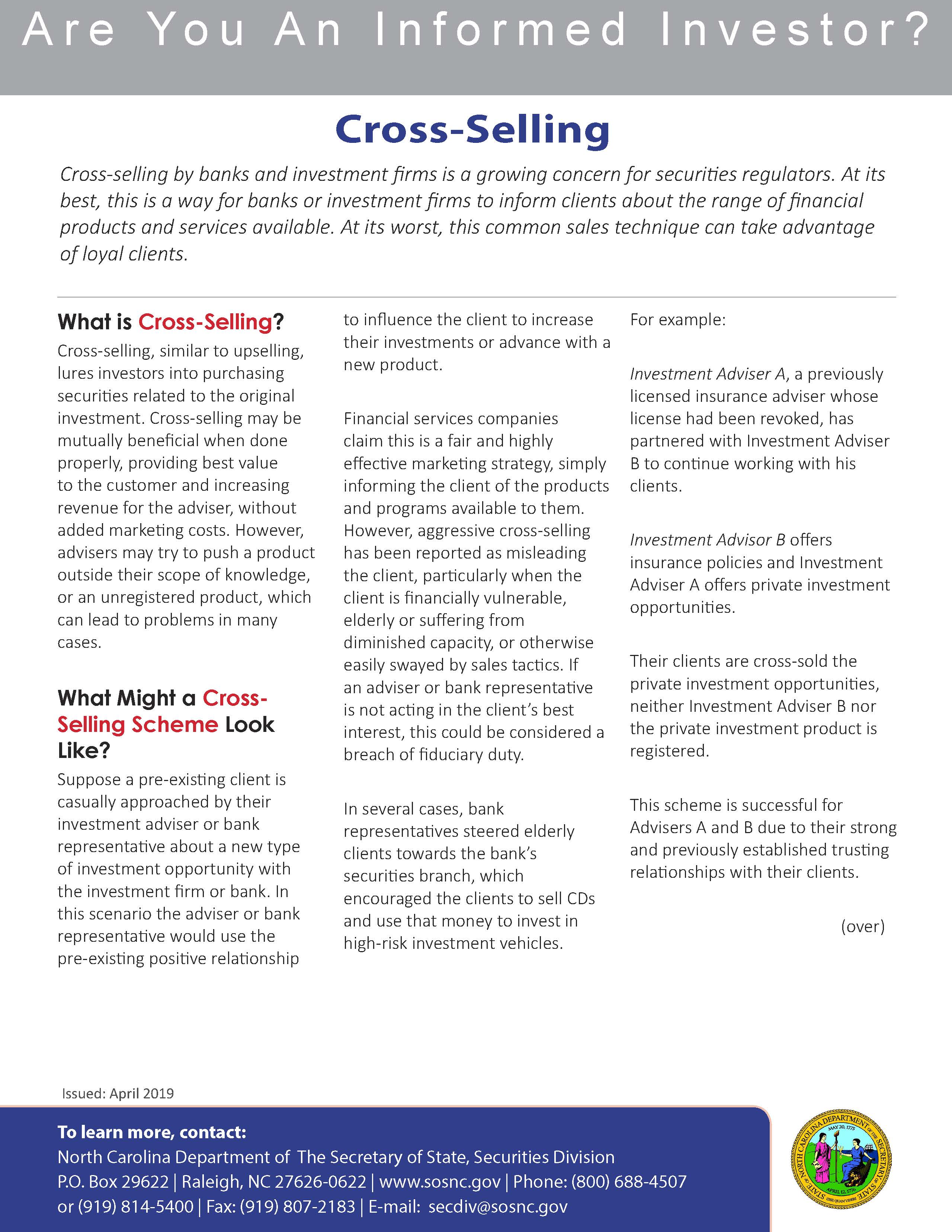 Cross-Selling booklet